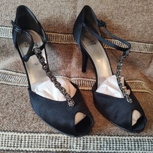 Stuart Weitzman Black Satin Heels